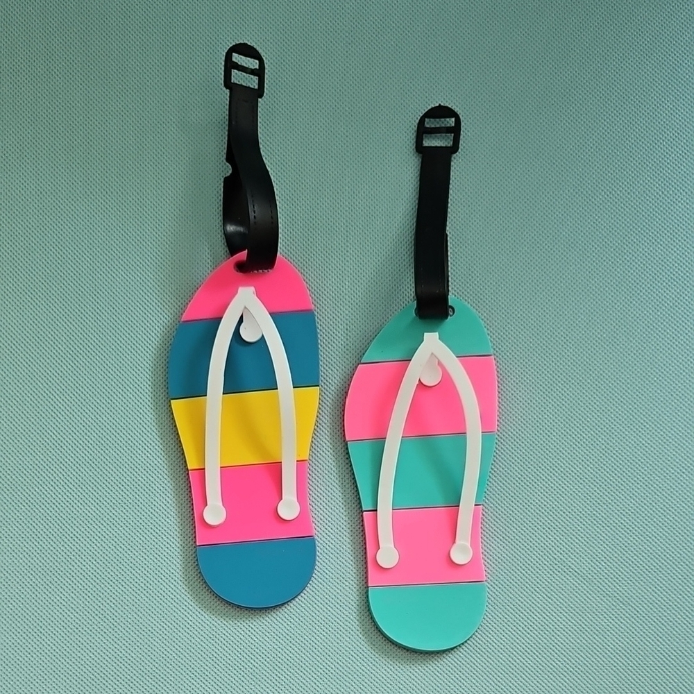 Set of Two Colorful Flip-Flop Luggage Tags - Brand NEW!